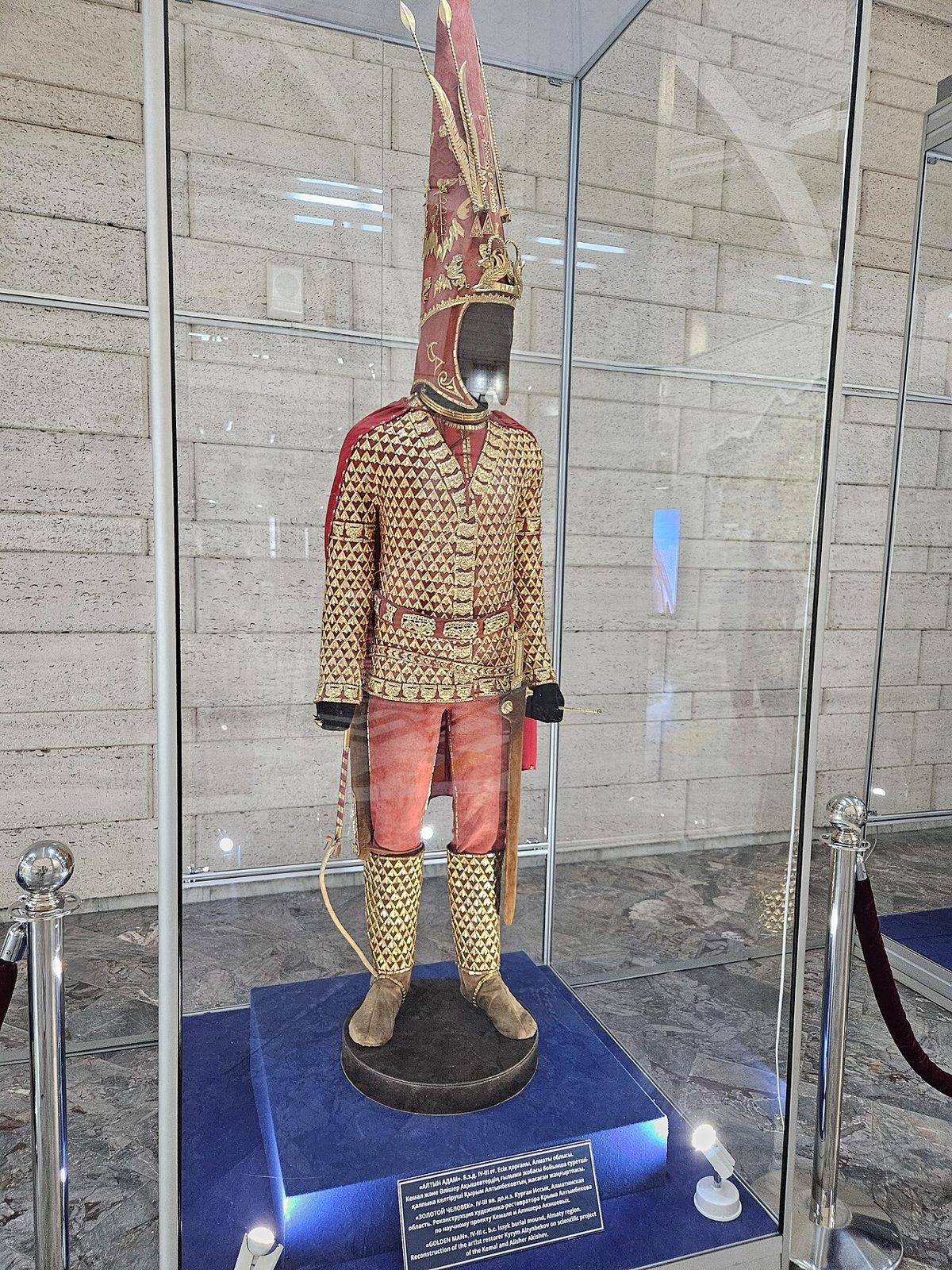 The Golden Man (Altyn Adam), the Saka golden-warrior reconstruction that is the star exhibit of the National Museum of Kazakhstan