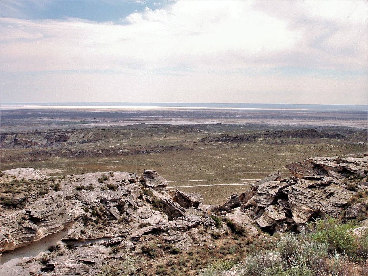 Looking into the Karagiye depression, 132 metres below sea level and the lowest point in Kazakhstan