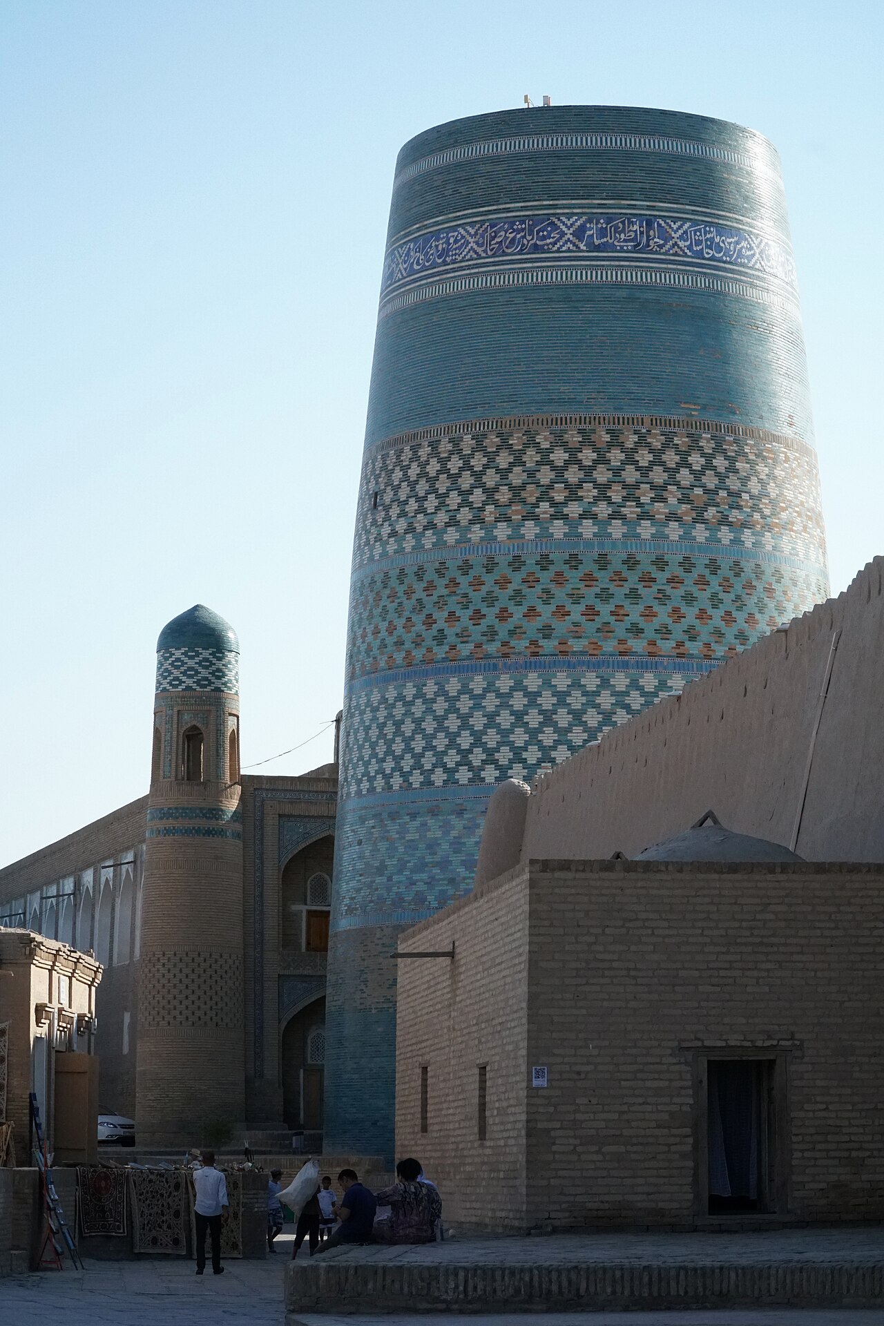 The turquoise Kalta Minor minaret in the walled old town of Khiva, the final Silk Road city on a Kazakhstan Uzbekistan itinerary