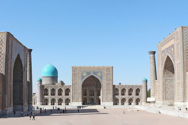 The Registan and its three madrasas in Samarkand, Uzbekistan